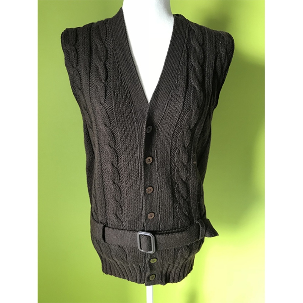 Kings Road Shop Belt Buckled Cable Knit Top M